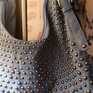 Royal Blue Studded Hobo Bag